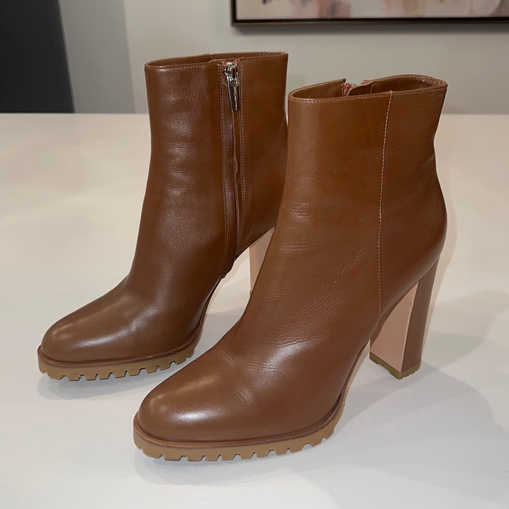 Women's Brown Leather High-Heel Ankle Boot - Picture 2 of 7